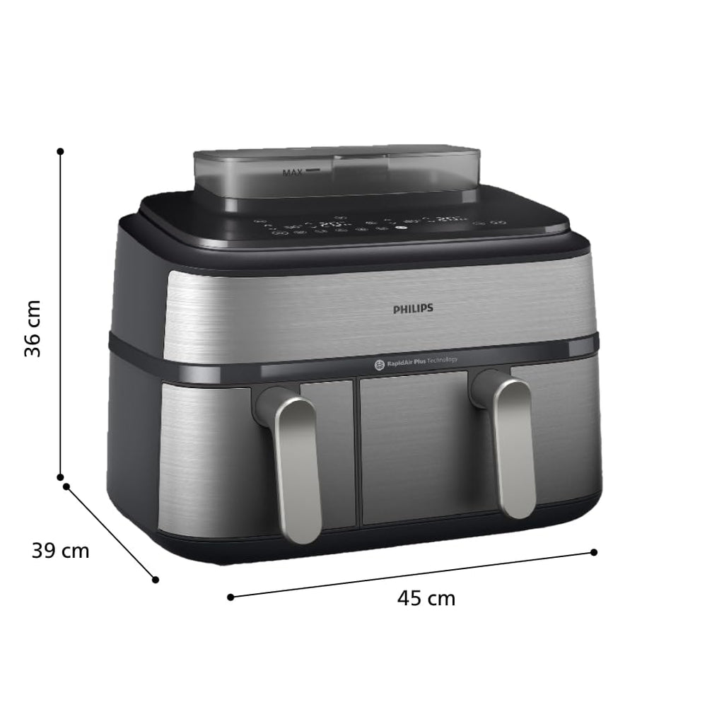 Philips Air Fryer 5000 Series Dual Basket with Steam – 9L Capacity, RapidAir Plus Technology