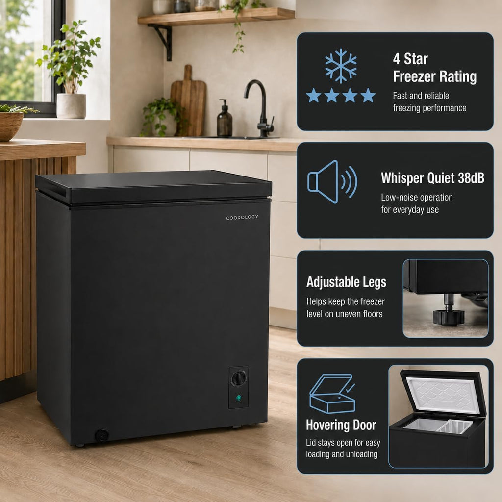 Cookology CCFZ99BK Freestanding Chest Freezer in Black - 99 Litre Capacity - For Kitchens
