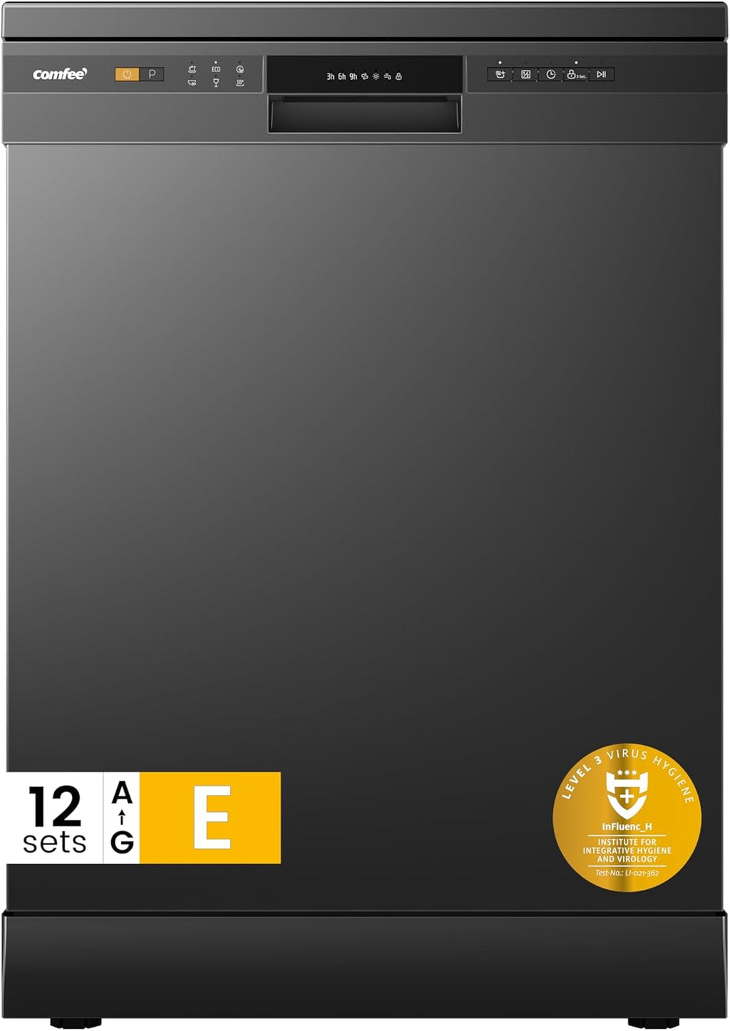COMFEE' Freestanding Dishwasher CDWPF1201PB-UK 60cm Width, Full Size Dishwasher with 12 place settings
